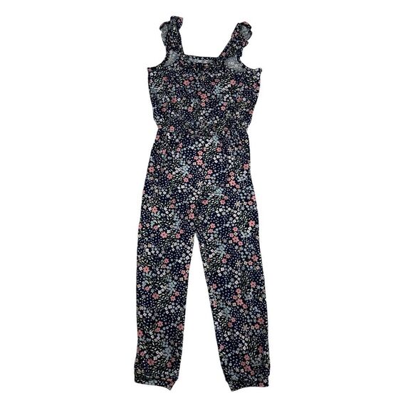 Limited Too Girls Floral Print Sleeveless Ruffled Pants Romper Sz 6X Blue Pink - Picture 1 of 8